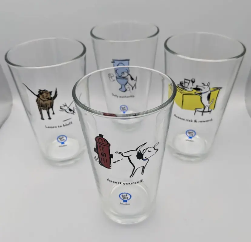 Bad Dog Wisdom Set 4 Tumblers Pint Glasses Uncommon Goods Discontinued