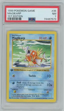 Pokémon 1999 1st Edition Base Set Shadowless Magikarp #35 PSA 7