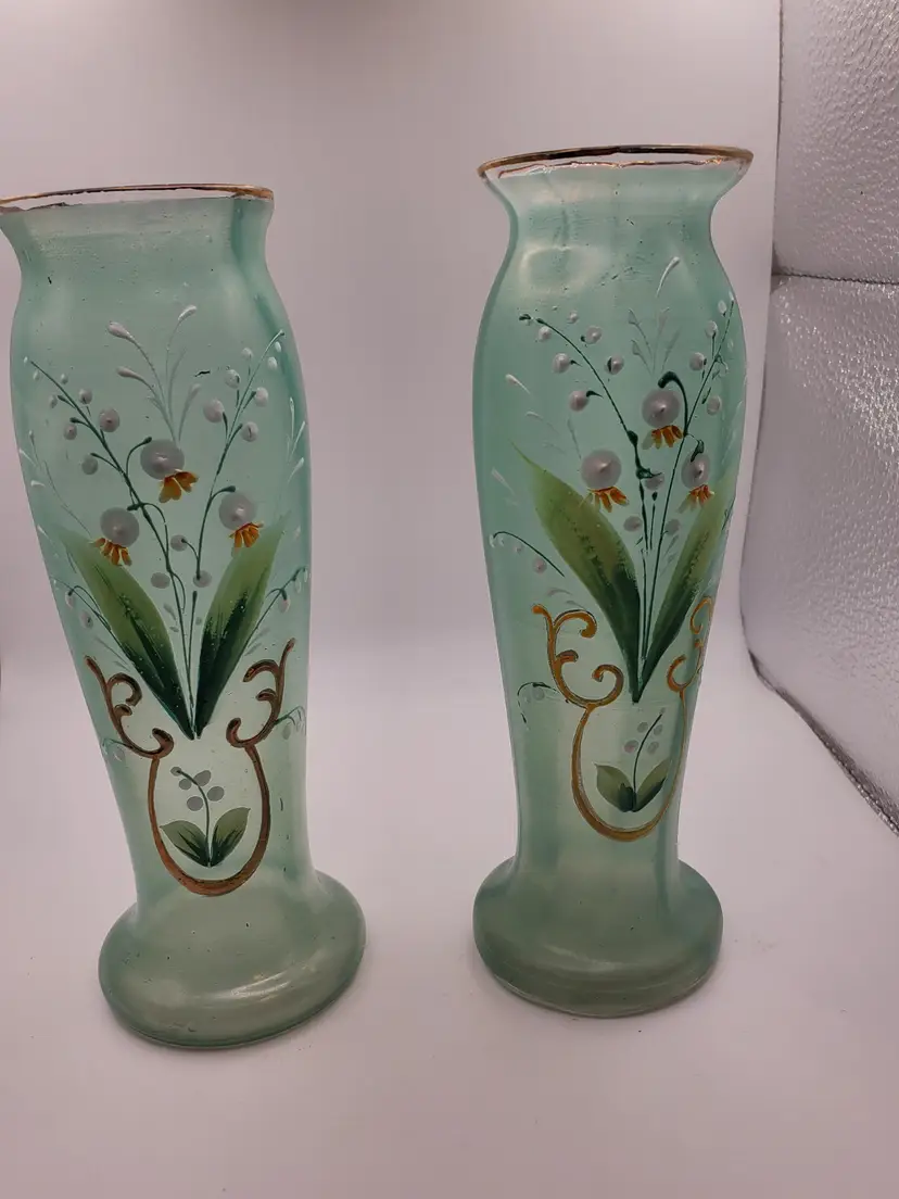 Satin Glass Venetian Handpainted Vases