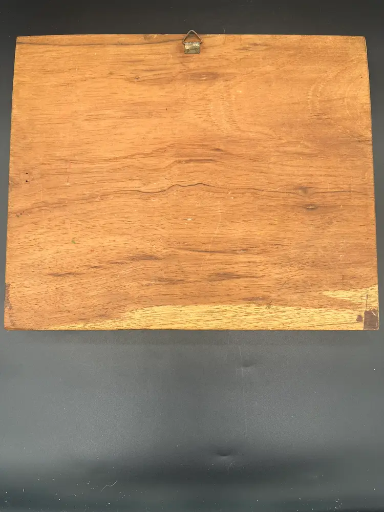 Hand Carved Wooden Folk Art Wall Hanging - Orange Cat