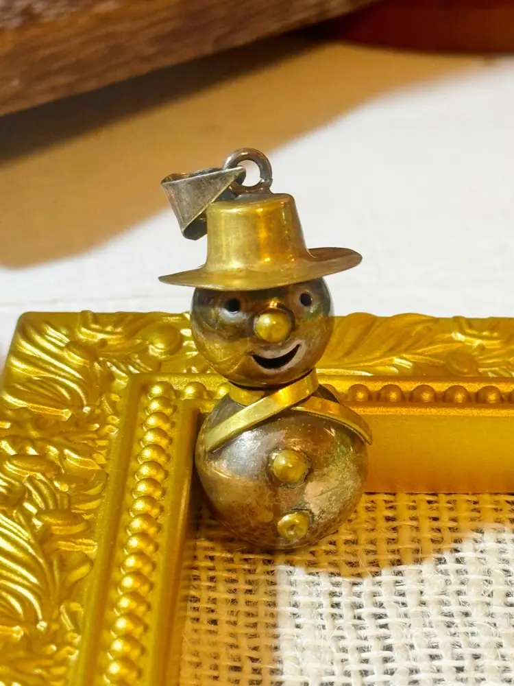 Vintage Sterling Mexico Harmony Ball Snowman Pendant
2"