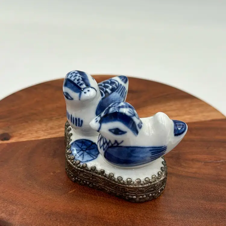 Vintage Porcelain Art Statue Birds Decore