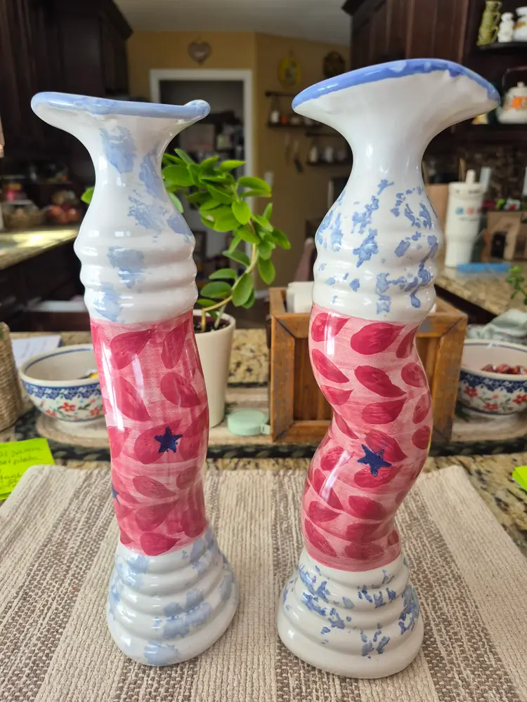 Dan Lasser studio pottery ceramic candlesticks