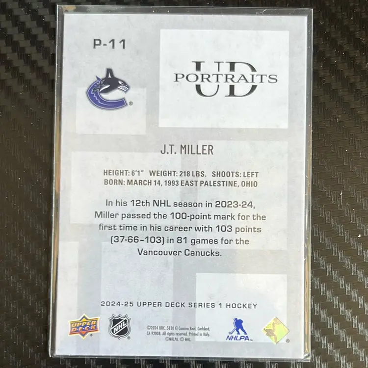J.T. Miller 24-25 S1 Upper Deck Portraits P-11