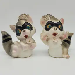 Vintage Spaghetti Raccoon Salt And Pepper Shakers
