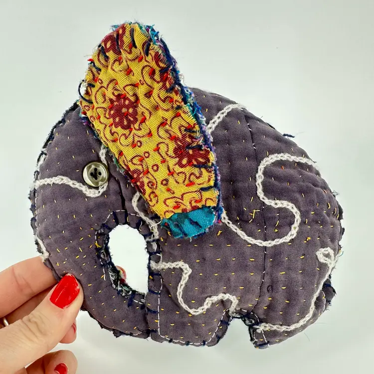 Handmade Boho Fabric Elephant Plush