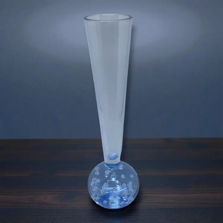 Art Glass Light Blue Controlled Bubble Bullicante Weighted  Bud Vase Sweden