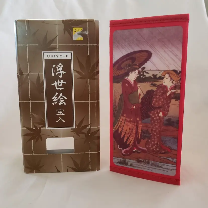 JAPANESE GEISHA WALLET Paper Bi-Fold Checkbook Cover Ukiyo-e Asian Women 2 Sided