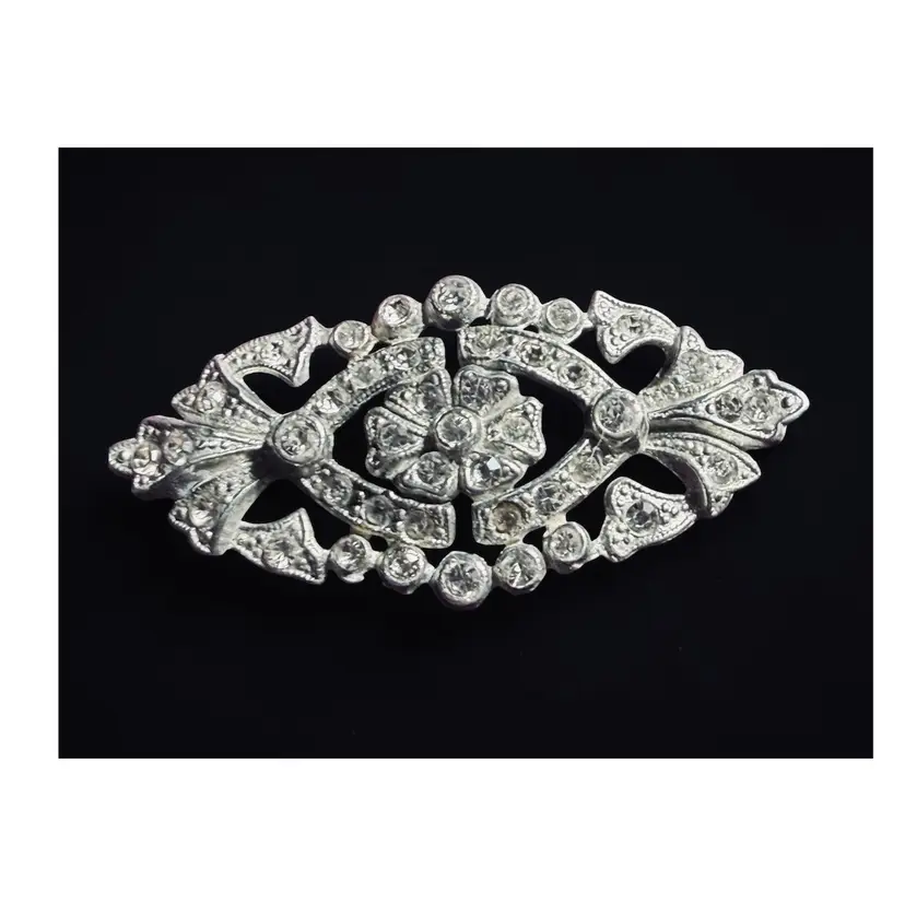 Antique Art Deco Pot Metal Brooch - 2.25” x 1”