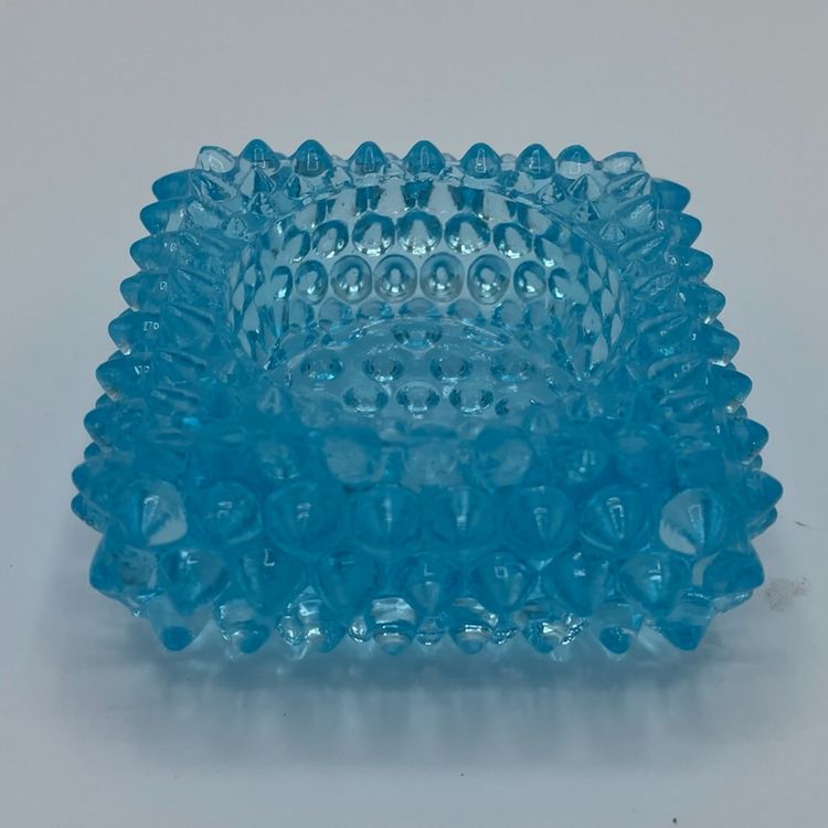 Vintage Fenton Blue Hobnail Art Glass Salt Cellar Tea Light Candle Holder