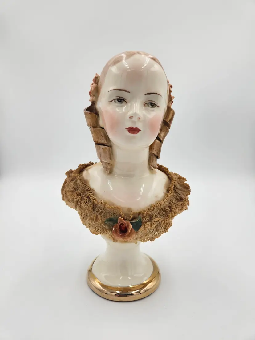 #C28 California Dresden by Avis Jeannie Porcelain Girl Bust