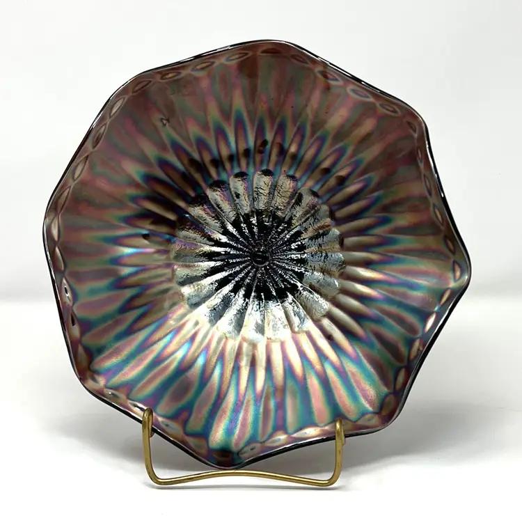 Amethyst Carnival Glass Bowl: Northwood Stippled Mum 1909 Antique - 0013-23