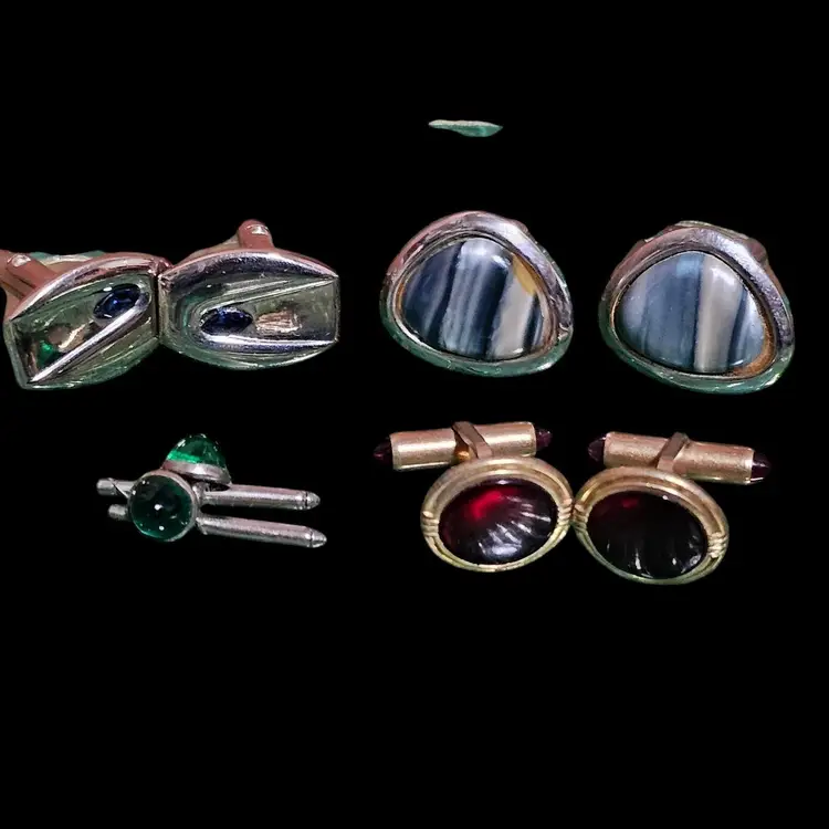 4 Pairs Men's Statement Cabochon Cufflinks!! 1 Pair Krementz!!!!