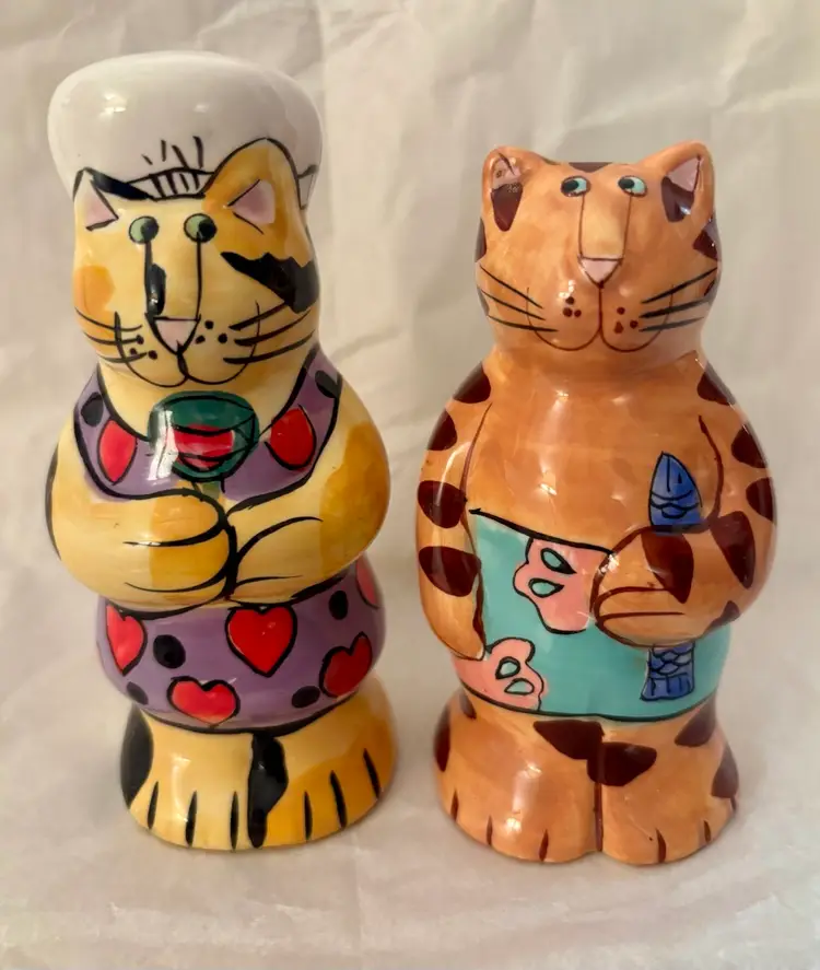 1980 Whimsical Candace Reiter for Catzilla, ‘Chef And Waiter’ ~” S & P Shakers