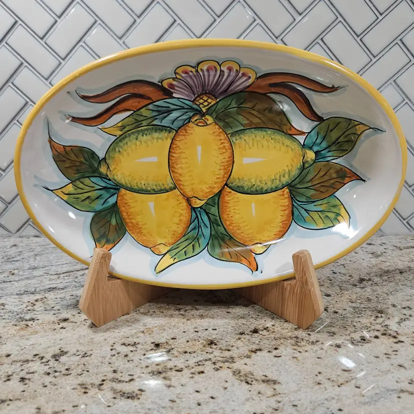Italian Amalfi Coast Ceramic Lemon 🍋 Themed Platter Dish
