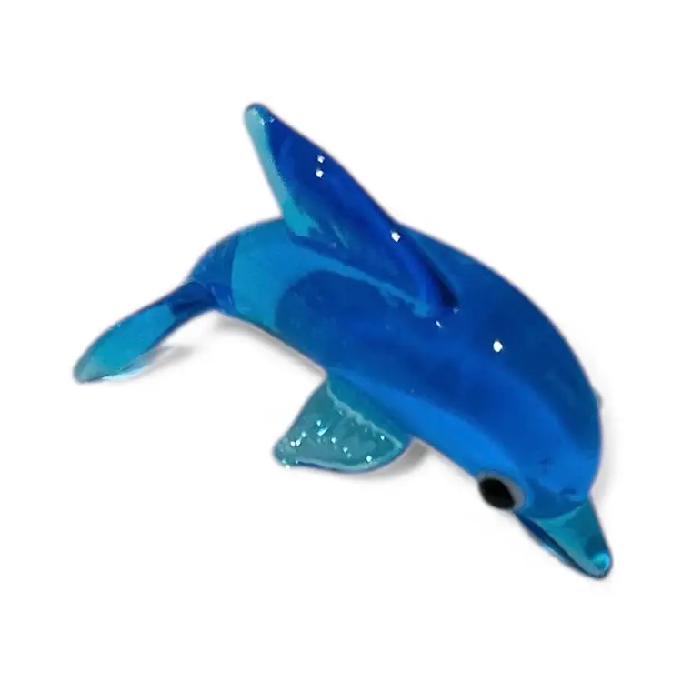 Mini Handblown Art Glass Dolphin And Christmas Stocking