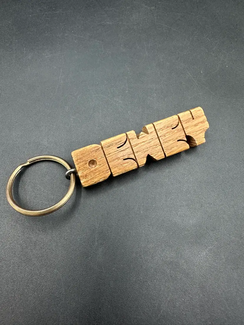 “Dewey” 1970s Wooden Keychain 4”L