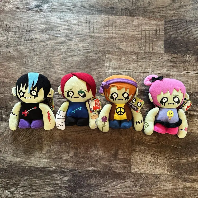 Zombie Plush The Rockstar, Hippie, Skateboarder, And Ice Cream Gund Gunderground Set Of Four