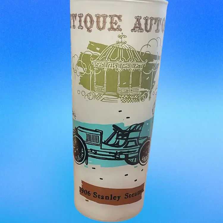Antique Auto Glasses 2 Frosted 3 Smooth Glass Anchor Hocking Highball