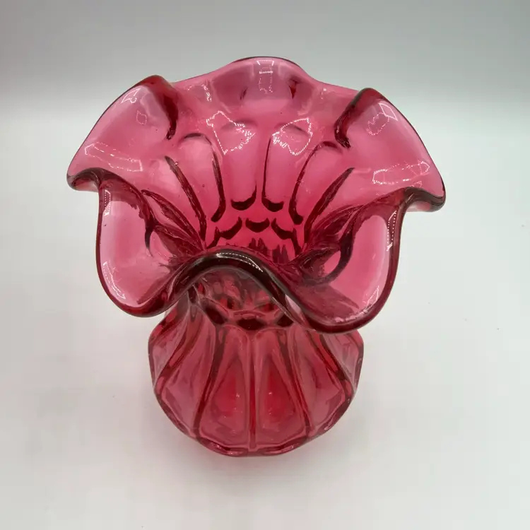 Fenton Fluted Dots Cranberry Glass Case