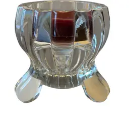 VTG 1950's Jeanette Clear Glass 3" Three Footed Tealight / Votive Holder / Taper Candles