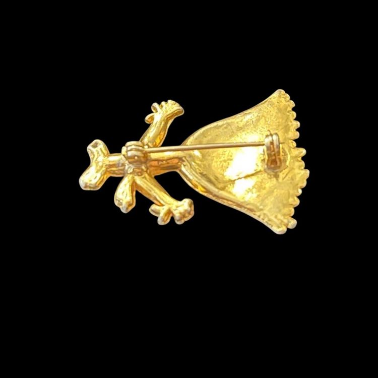 Vintage Gold Tone Rag Doll Brooch For Good Luck