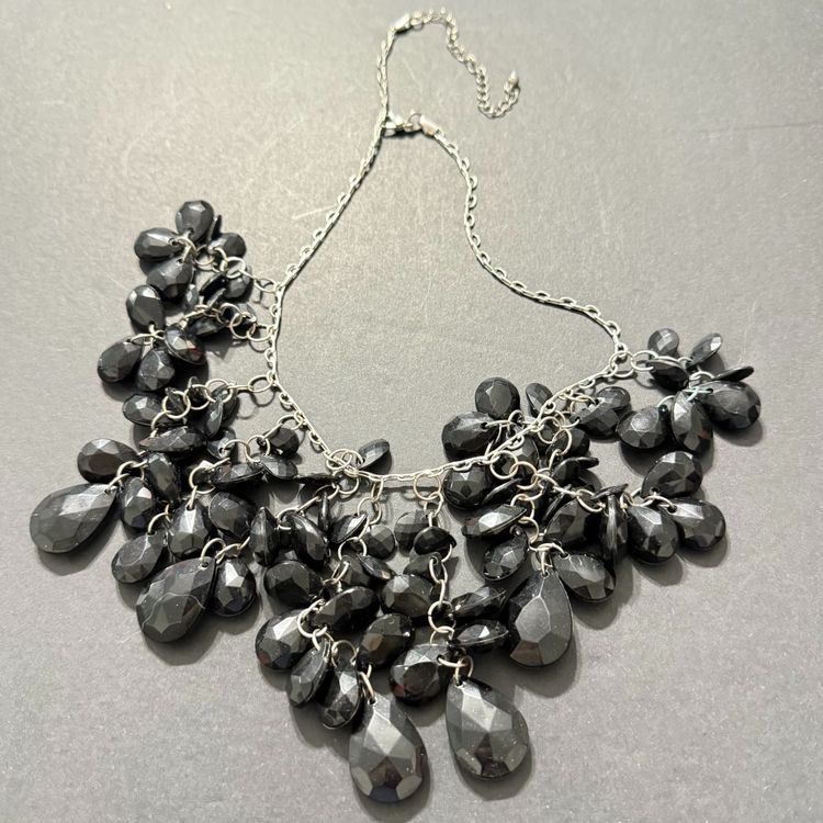 Faux Black Crystal Necklace