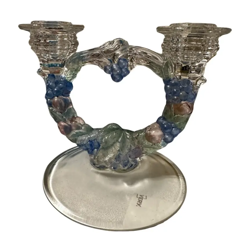 Vintage Indiana Glass Company Garland pattern double light candlestick holder