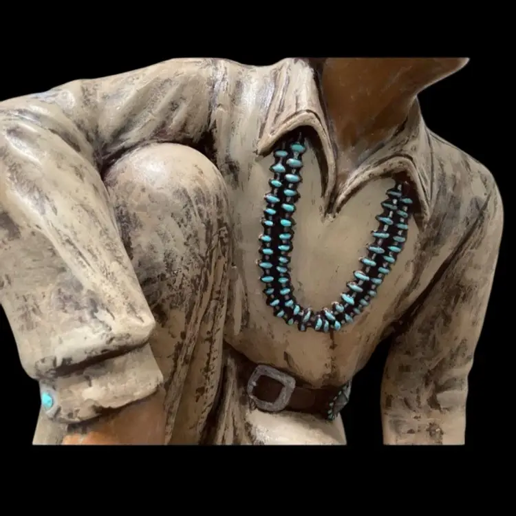 Vintage Ceramic Sculpture Of A Native American Man