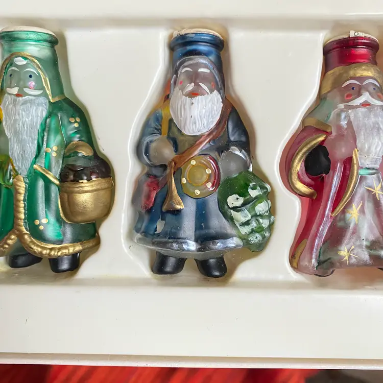 Vintage Old World Christmas Light Covers Glass String Light Santas 12ct In Box