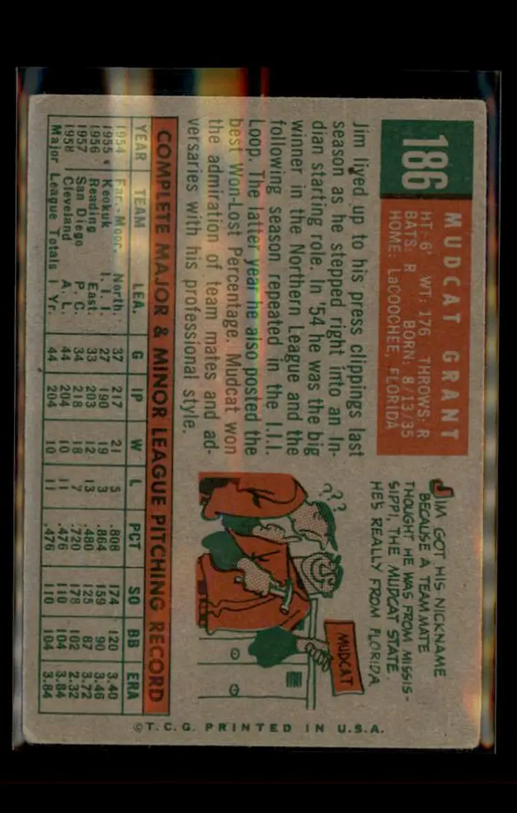1959 Topps #186 Mudcat Grant - (pk4) - Cleveland Indians