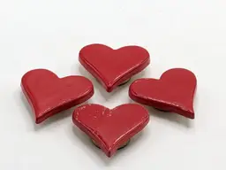 Red Ceramic Heart Button Covers Set of 4