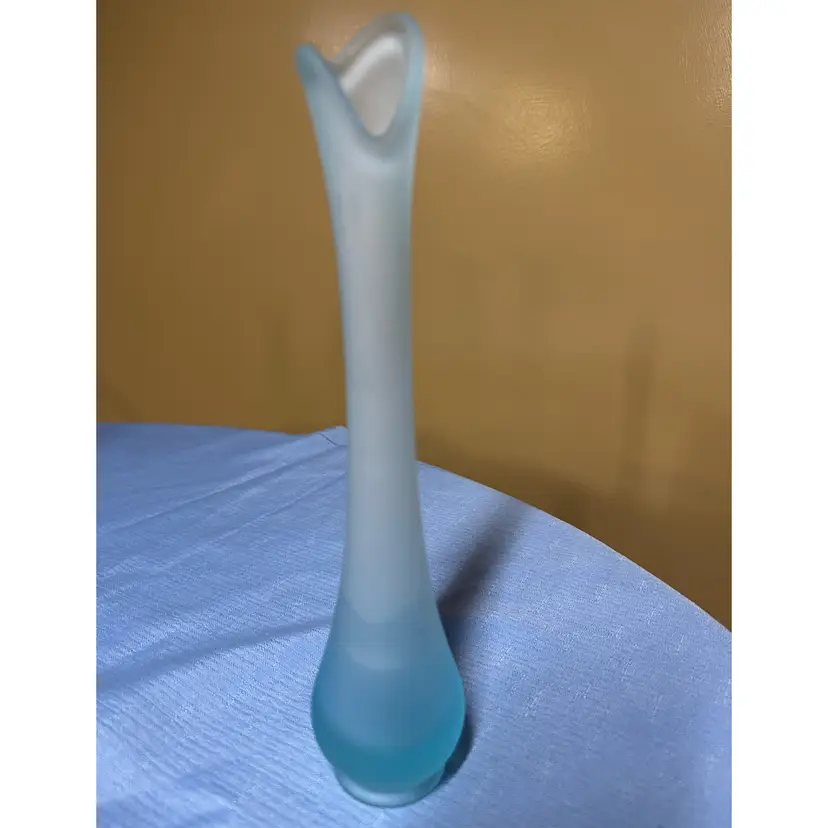 Viking Glass 10.25” Blue Frosted Satin Vase