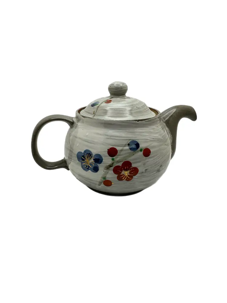 Vintage Japanese Plum Blossom Teapot & 2 Cups – Hand-Painted Ceramic Plum Blossom