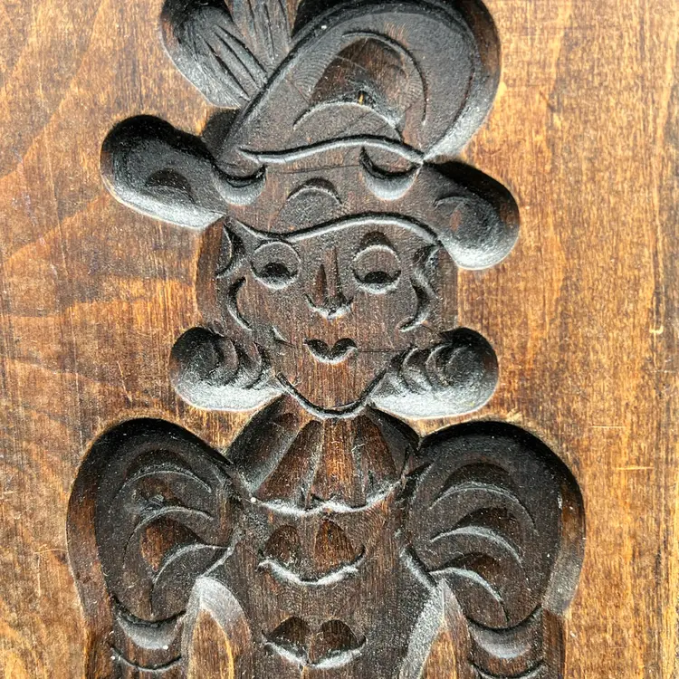 Vintage Hand-Carved Wooden Speculaas Cookie Mold - 12" Dutch Folk Art Wall Decor