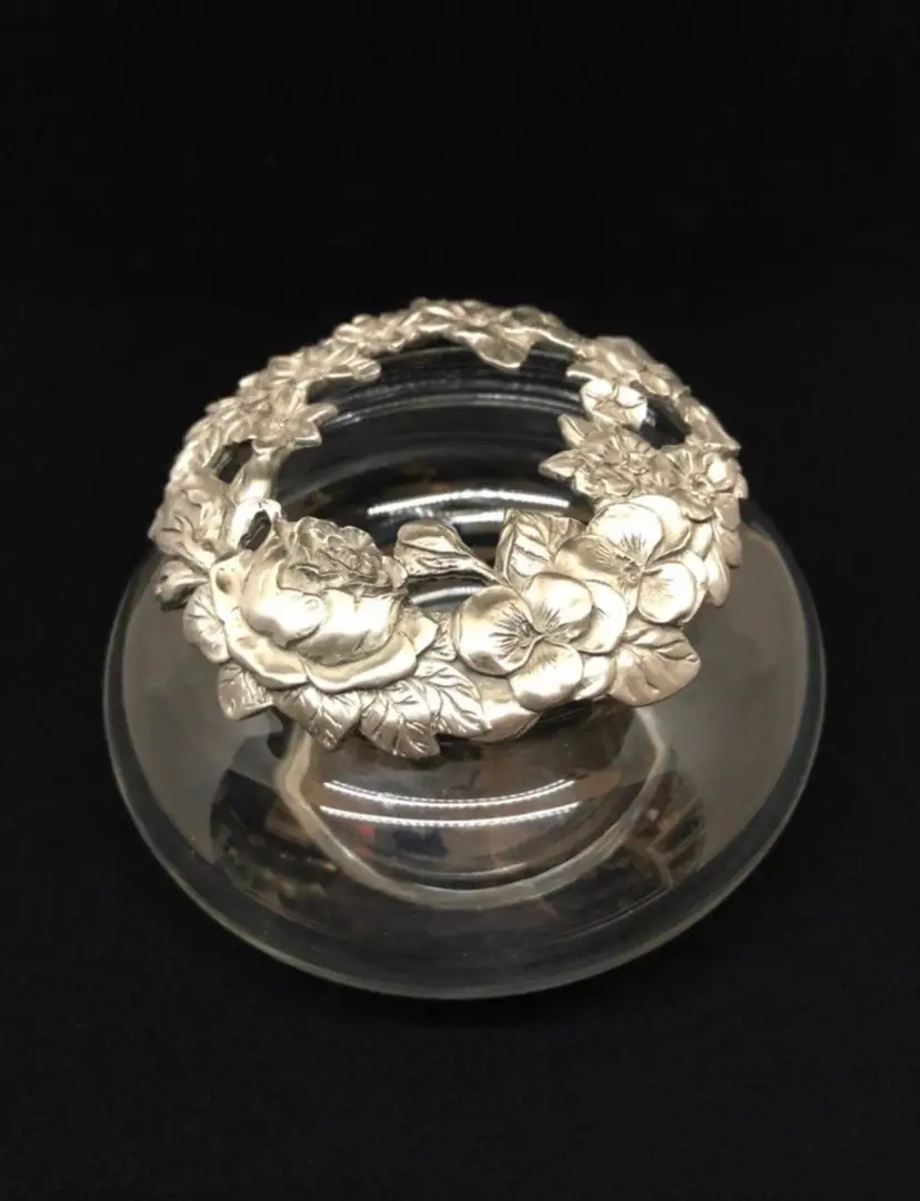 Vintage Seagull Pewter Flowers Potpourri / Trinket Jar