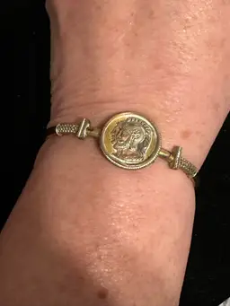 Antique Victorian Bangle Bracelet gold Filled Warrior Medallion