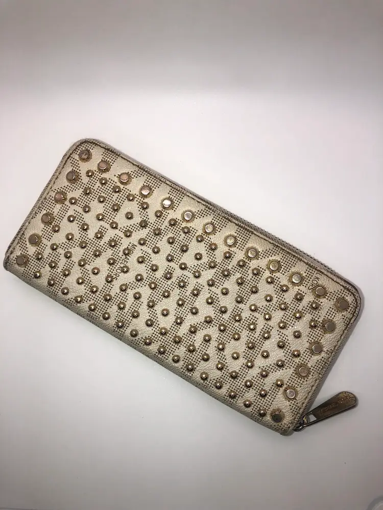 Michael Kors Monogram Stud Wallet Cream And Brown Jet Set