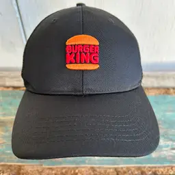 Burger King Trucker Hat Cap Embroidered Black Orange Clipper Snap Back One