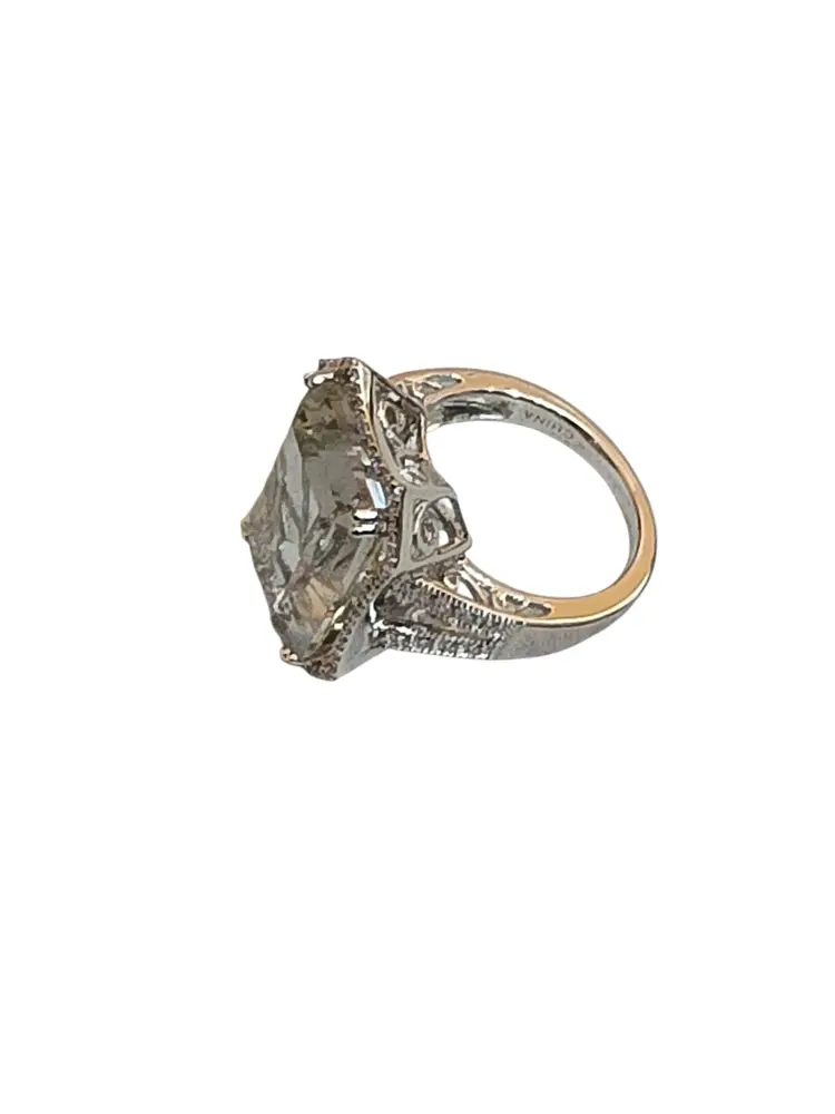 Stunning 925 Sterling Faceted Huge CZ Ring Size 7 (A9473)