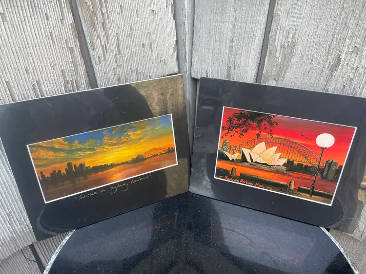 Australian Landscape Print Lot 2 Hugh Symonds Sydney Harbour Moon