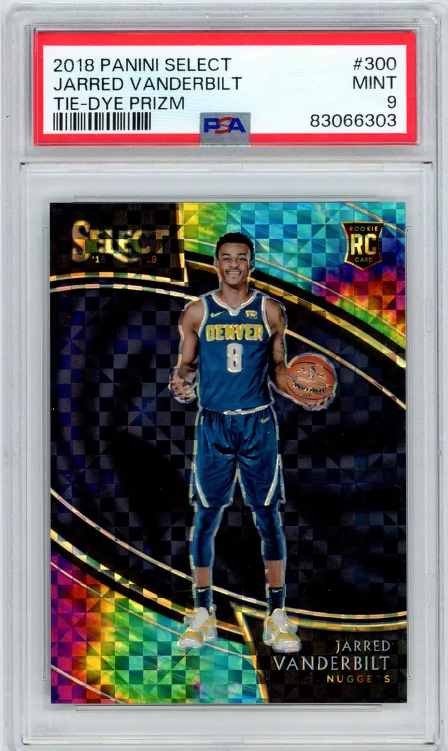 2018 Panini Select JARRED VANDERBILT RC Rookie /25 Tie-Dye Prizm SP #300 NUGGETS PSA 9 MINT