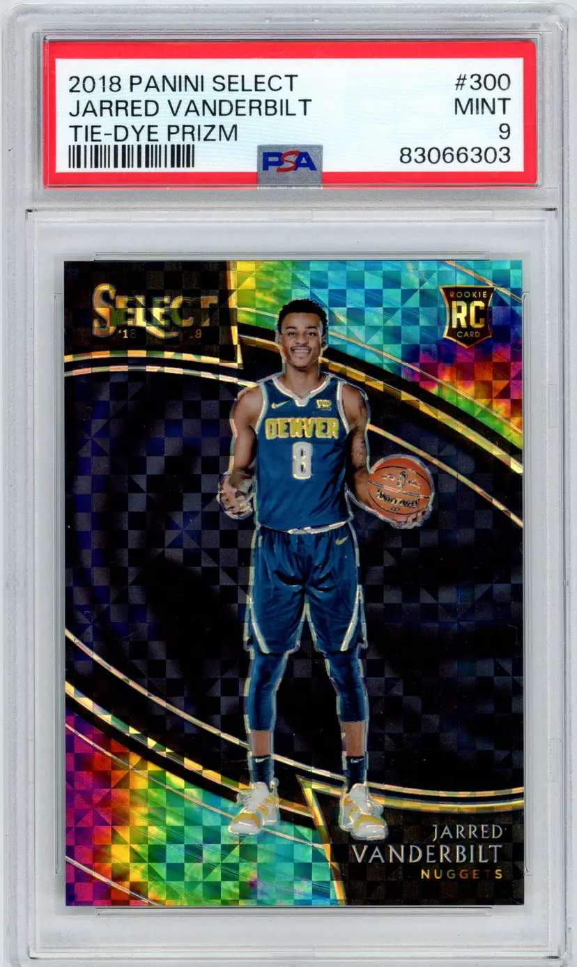 2018 Panini Select JARRED VANDERBILT RC Rookie /25 Tie-Dye Prizm SP #300 NUGGETS PSA 9 MINT