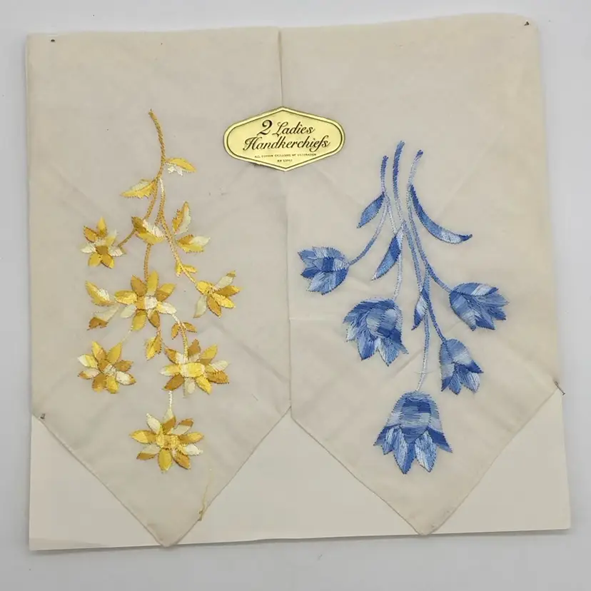 Embroidered Ladies Handkerchief Pair