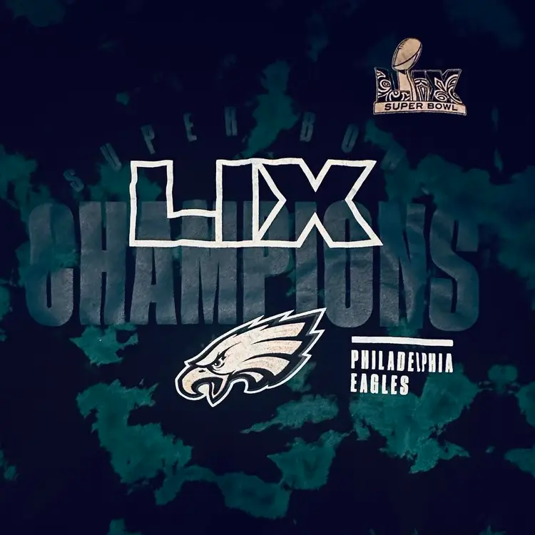 Philadelphia Eagles LIX Super Bowl Champions Tie Dyed T-shirt Large