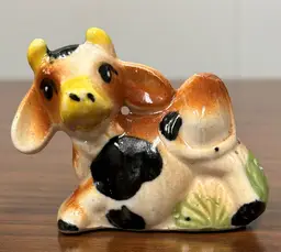 Vintage Ceramic Cow Shaker with Cork Stopper 2 1/2" W x 2 1/4" T