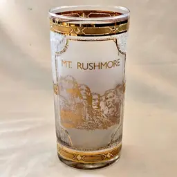 Mount Rushmore Souvenir CULVER Glass 22K Gold Trim Old Fashion Glass with Condition Issues