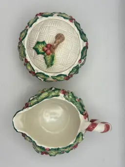 Vintage Fitz And Floyd Old World Christmas Creamer & Sugar