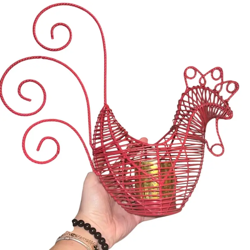 Metal Wire Rooster Tea Light Holder 10.5β