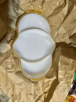 22K Gold Trimmed Fire King Dish My